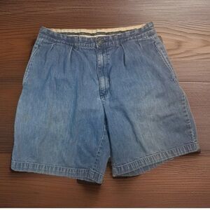 Polo Ralph Lauren Pleated Cotton Denim Tyler Shorts Size 32 Blue Chambray 90s